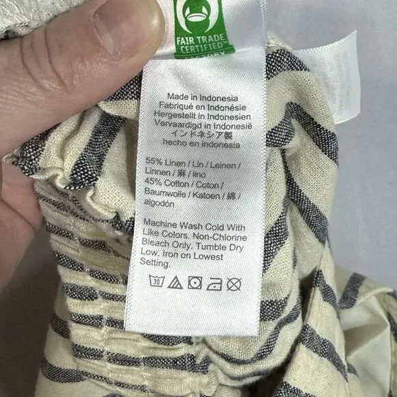 J.Crew Tie Waist Seaside Cropped Navy Stripe Pull On Pants Women's Size S AY652 - Picture 10 of 11